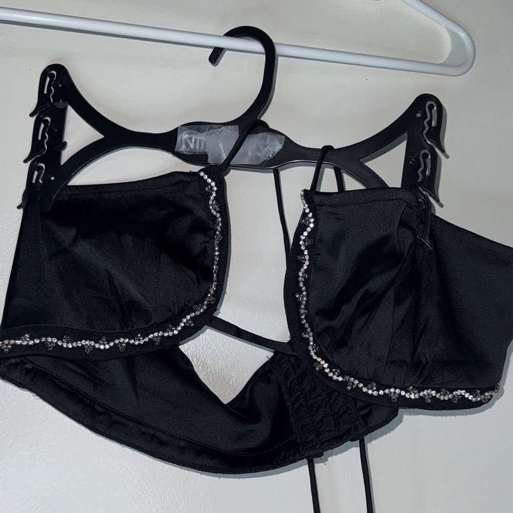 Zara Black Satin Lace Top